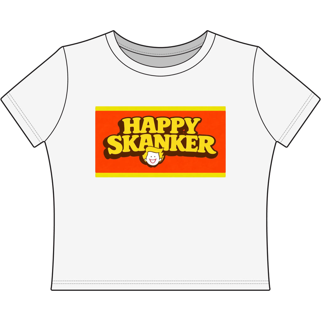 Happy Skanker Women's Baby Tee – Retro Graphic Tee