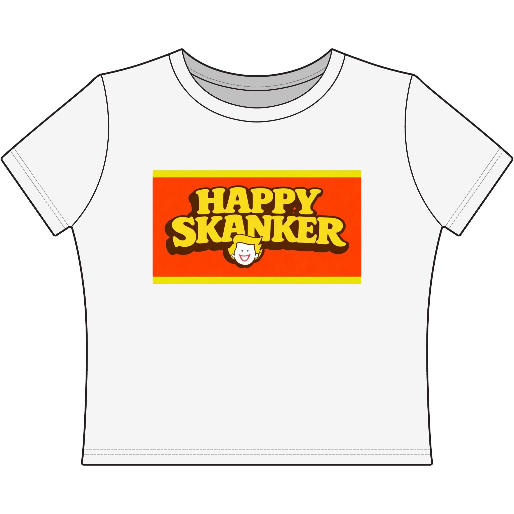 Happy Skanker Women's Baby Tee – Retro Graphic Tee