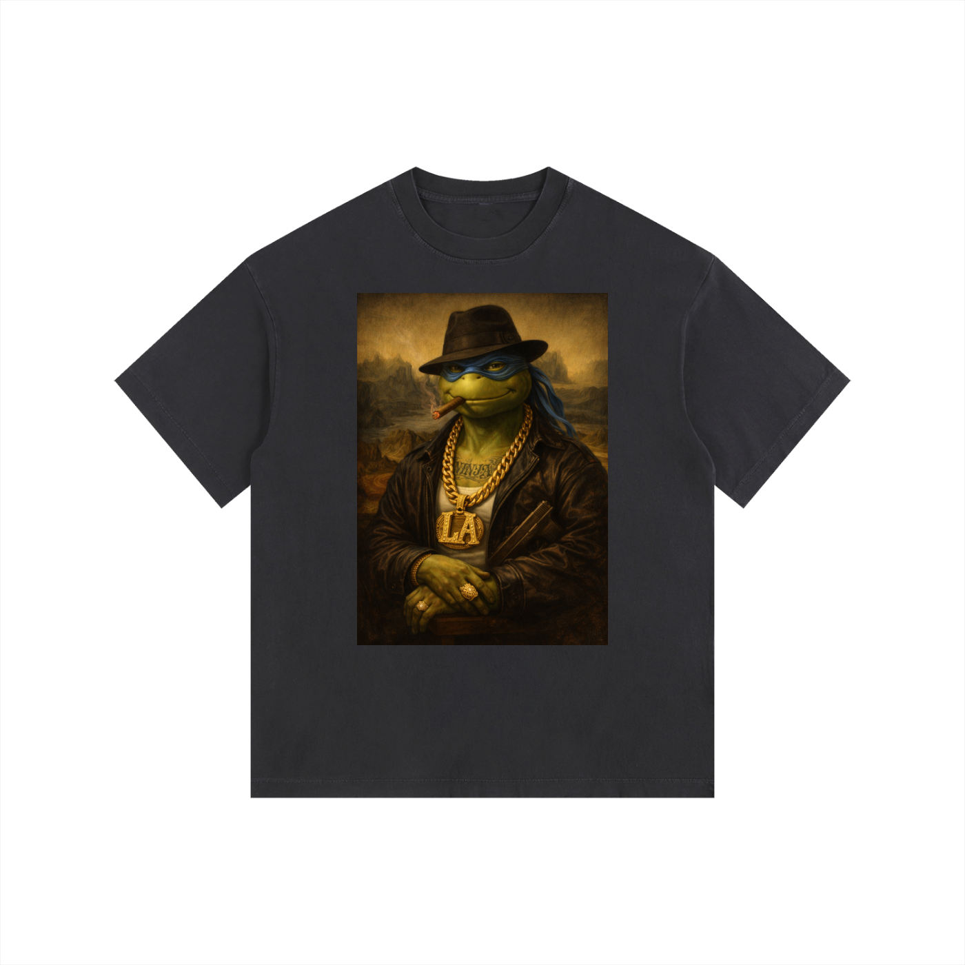 Leonardo Gangster TNMT Style Vintage Washed Oversized Cotton T-Shirt