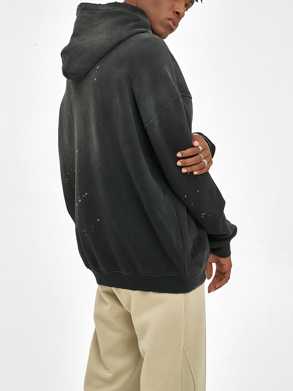 Vintage Washed Frayed Fleece Hoodie - Greek Statue Inspo